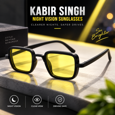 Kabir Singh Style Punk Sunglasses for Men – Anti-Glare Night Vision & Blue Cut Eyewear with Durable Metal Alloy Frame, Trendy Unisex Fashion Sun Glasses